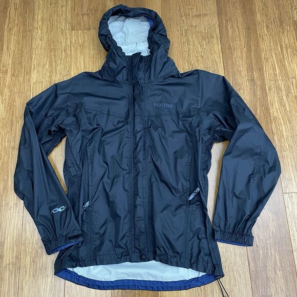 Marmot Rain Coat Jacket Womens Small Black Lightweight Pockets Full Zip Outdoor - Picture 1 of 12